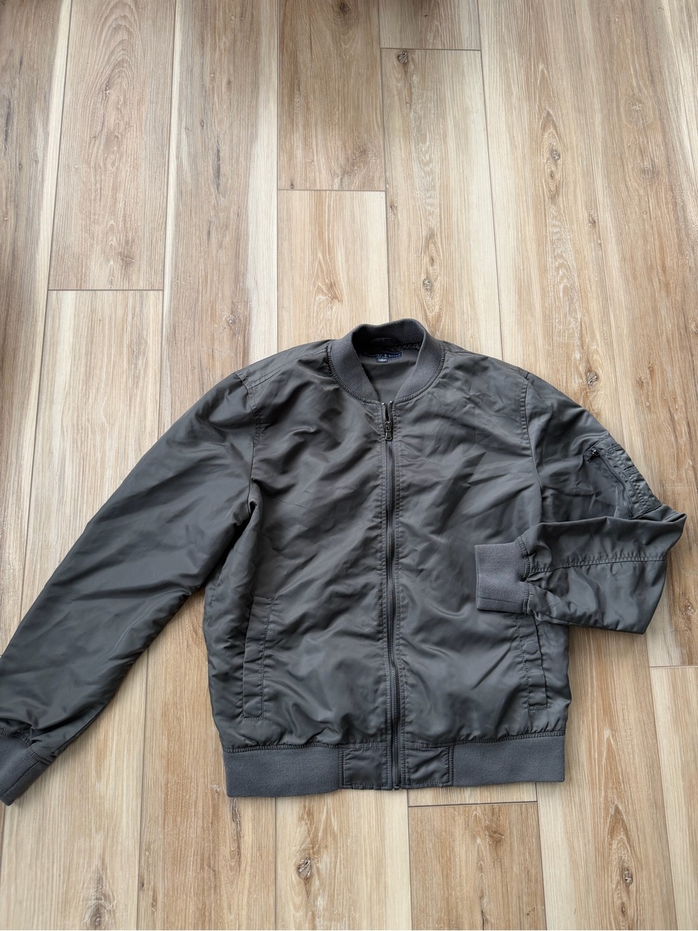 Men's Dark Gray Bomber Jacket - Zip Front